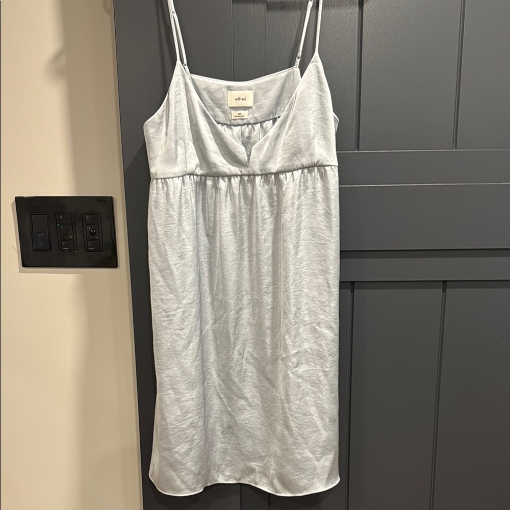 Baby blue silk dress